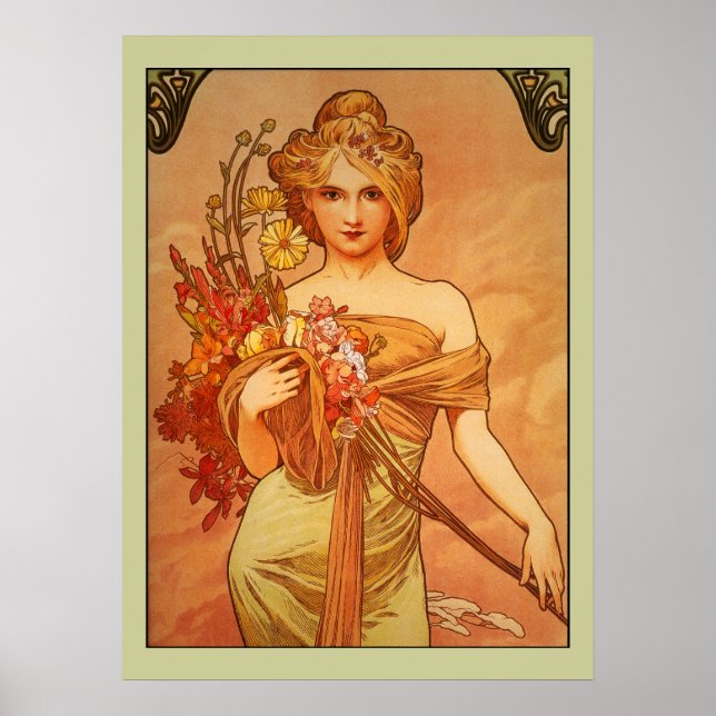 Póster Alphonse (Alfons) Mucha Buquê (Frente)