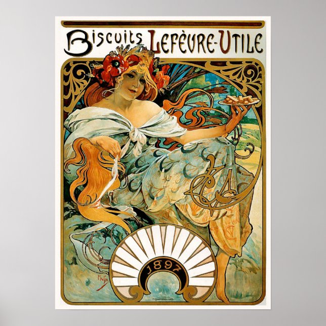 Poster Alphonse (Alfons) Mucha Poster: Biscoitos à esquer (Frente)