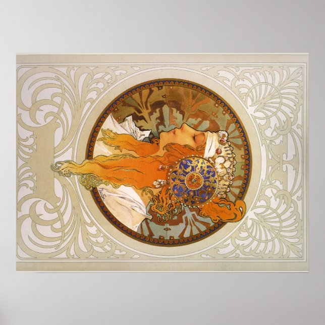 Póster Alphonse Mucha Art Deco (Frente)