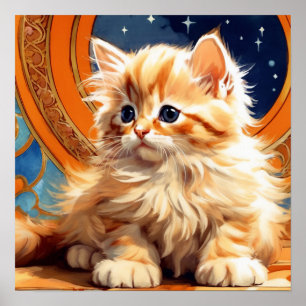 Poster Alphonse Mucha Art Nouveau Orange Cat