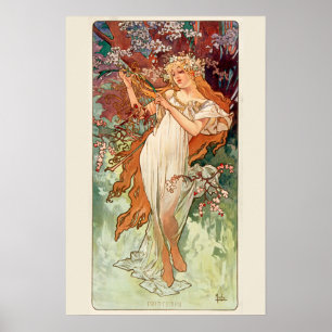 Poster Alphonse Mucha, As Estações (1896) Primavera