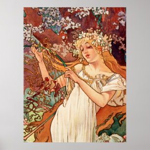 Poster Alphonse Mucha, As Estações (1896) Primavera