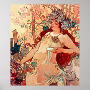 Poster Alphonse Mucha, As Estações, Outono (1896)