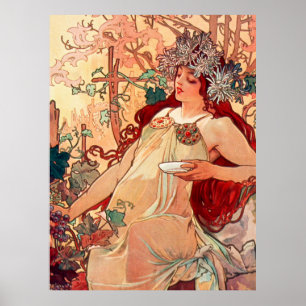Poster Alphonse Mucha, As Estações, Outono (1896)