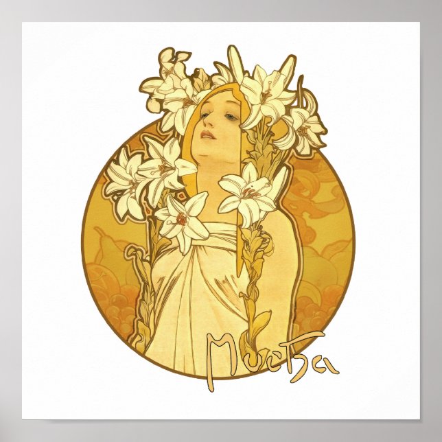 Poster Alphonse Mucha - As Flores (Frente)