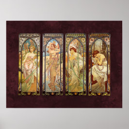 Poster Alphonse Mucha, As Horas do Dia