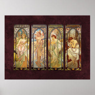 Poster Alphonse Mucha, As Horas do Dia