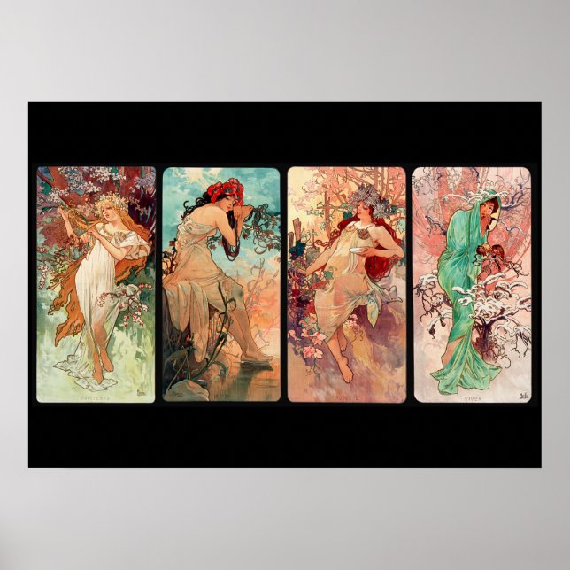 Poster Alphonse Mucha, As Quatro Estações (1896)  (Frente)