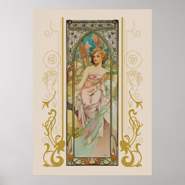 Poster Alphonse Mucha - Awakening da Manhã (Frente)