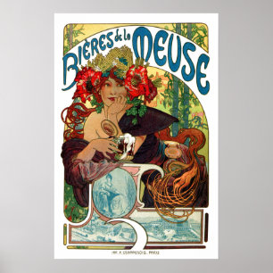 Póster Alphonse Mucha Bieres De La Meuse
