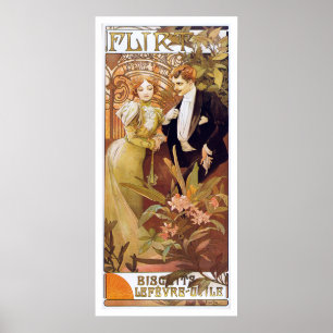 Póster Alphonse Mucha. Biscoitos   Lefevre da namoradeira