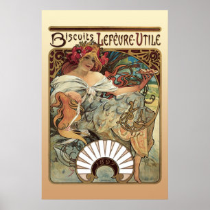 Poster Alphonse Mucha Biscuits Lefevre Utile