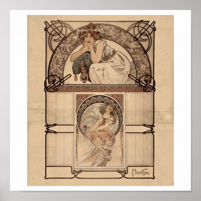 Póster Alphonse Mucha - Calendário da cereja floresce RAR (Frente)