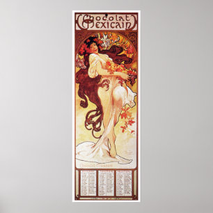 Poster Alphonse Mucha, Chocolat Mexicain 1896