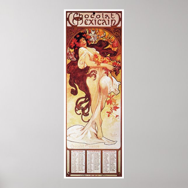 Poster Alphonse Mucha, Chocolat Mexicain 1896 (Frente)
