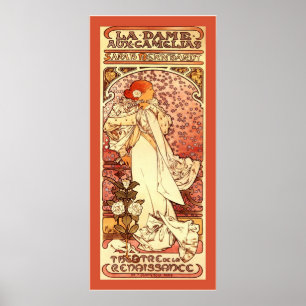 Poster ~ Alphonse Mucha da dama Auxiliar Camelias do La