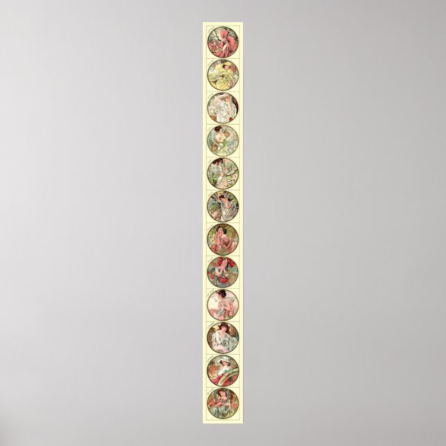 Póster Alphonse Mucha Doze Meses Do Ano (Frente)