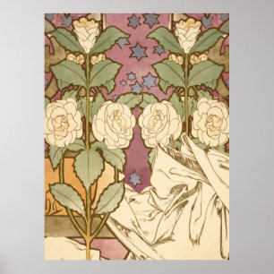 Poster Alphonse Mucha Estrelas Elegantes Art Nouveau Camé