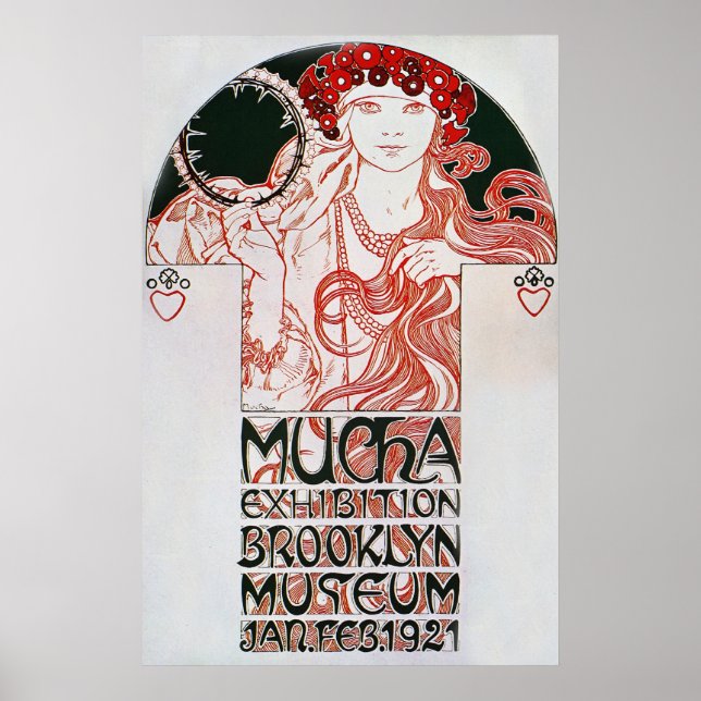 Póster Alphonse Mucha. Exposição Mucha, 1921 (Frente)
