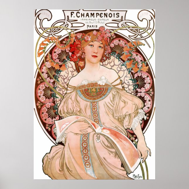 Poster Alphonse Mucha - F. Champenois Imprimeur (Frente)