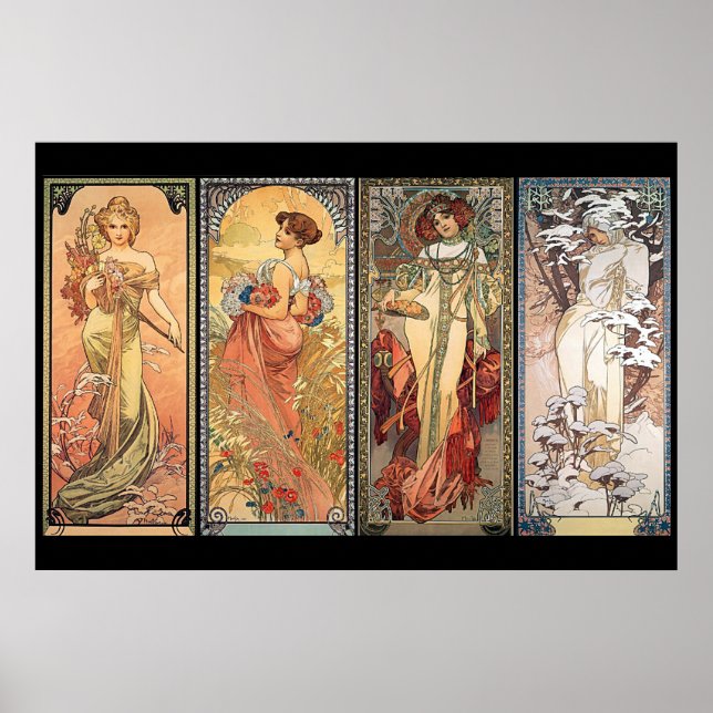 Póster Alphonse Mucha Four Seasons (Frente)