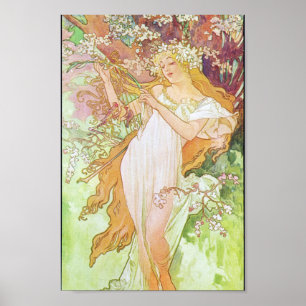 Poster Alphonse Mucha Girl In Garden Art Nouveau