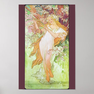 Poster Alphonse Mucha Girl In Garden Art Nouveau Impressã