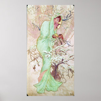 Póster Alphonse Mucha Hiver/Winter, 1896