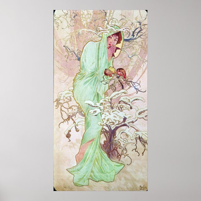 Póster Alphonse Mucha Hiver/Winter, 1896 (Frente)