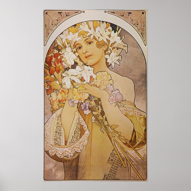Poster Alphonse Mucha. La Fleur/Flowers, c.1897 (Frente)