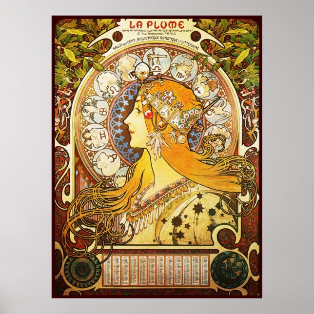 Póster Alphonse Mucha La Plume (Frente)