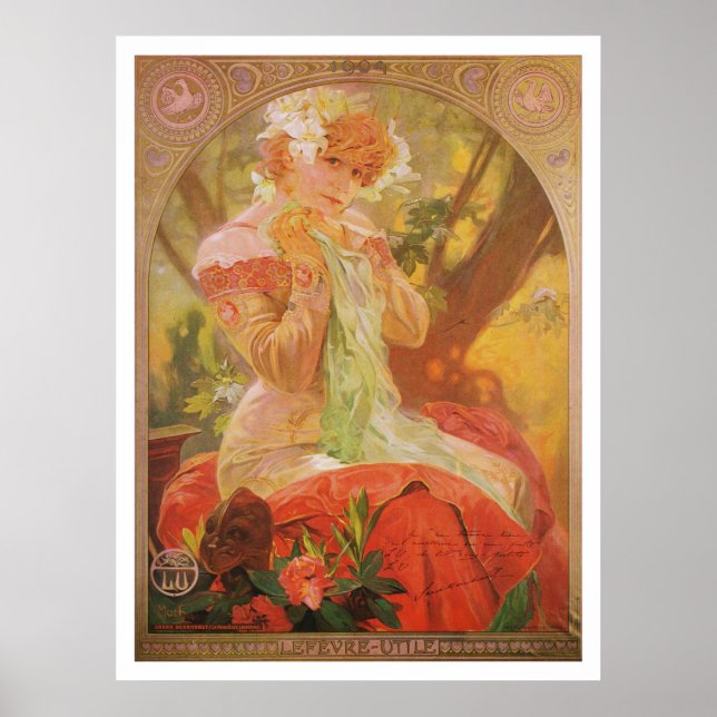 Póster Alphonse Mucha. Lefevre-Utile, Sarah Bernhardt (Frente)