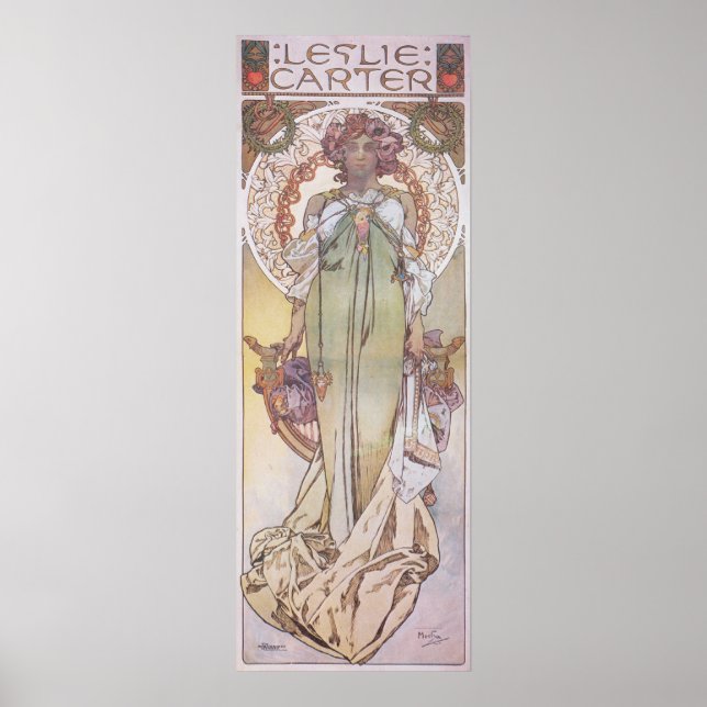 Póster Alphonse Mucha. Leslie Carter, 1908 (Frente)