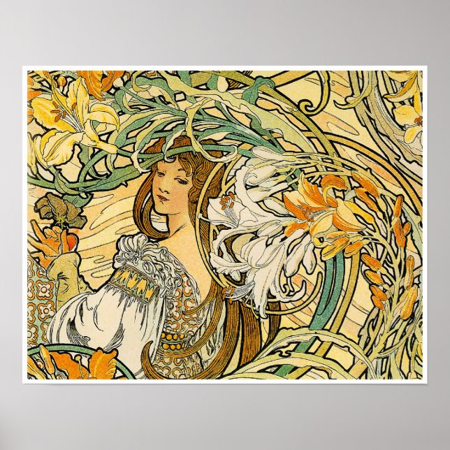 Póster Alphonse Mucha: Língua das Flores (Frente)