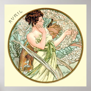 Poster Alphonse Mucha Mês De Abril