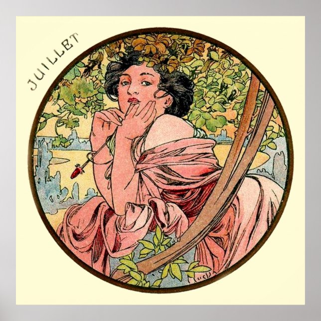 Póster Alphonse Mucha Mês De Julho (Frente)