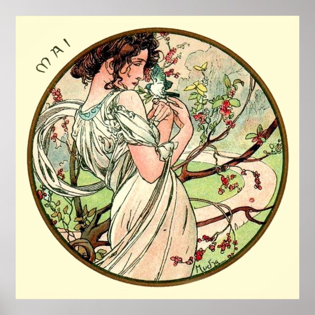 Póster Alphonse Mucha Mês De Maio (Frente)