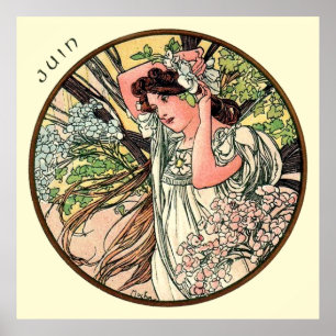 Póster Alphonse Mucha Month Of June