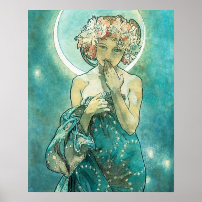 Póster Alphonse Mucha Moonlight Clair De Lune Art Nouveau (Frente)