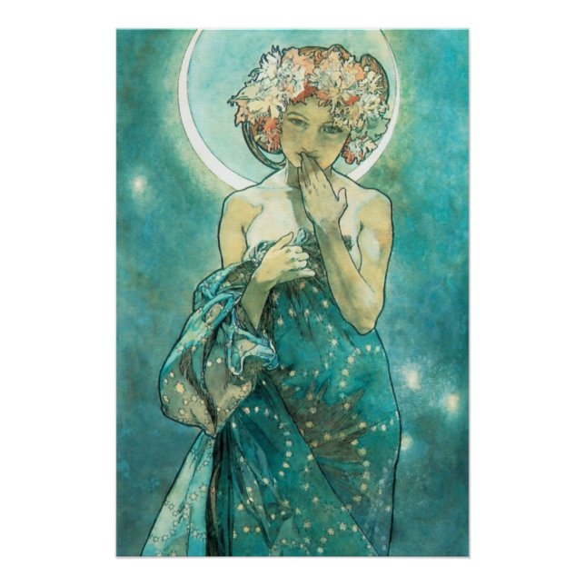 Póster Alphonse Mucha Moonlight Clair De Lune Art Nouveau (Frente)