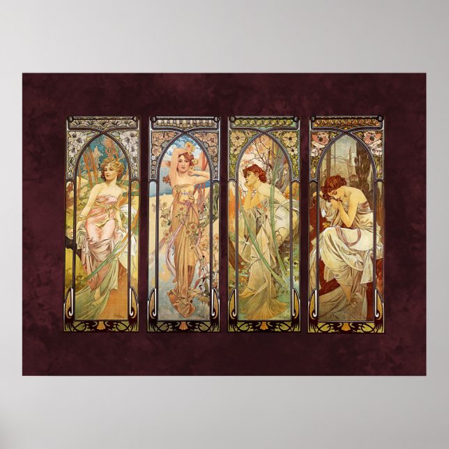 Poster Alphonse Mucha, O Momento do Dia (Frente)