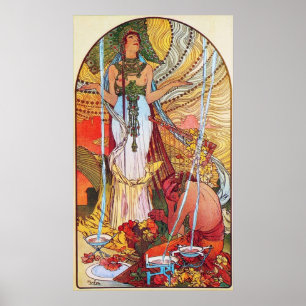 Poster Alphonse Mucha Peacock art