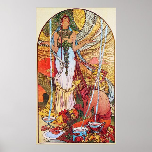 Poster Alphonse Mucha Peacock art (Frente)