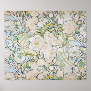 Poster Alphonse Mucha Peonies
