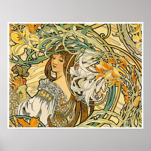 Póster Alphonse Mucha Poster: Língua das Flores (Frente)
