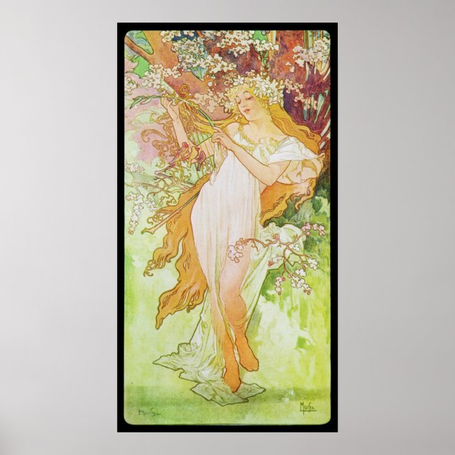 Póster Alphonse Mucha Printemps Primavera (Frente)