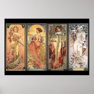 Póster Alphonse Mucha quatro estações