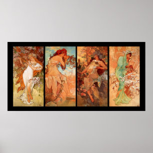 Poster Alphonse Mucha quatro estações