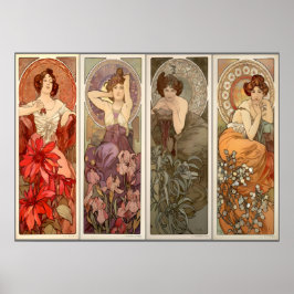 Poster Alphonse Mucha, Quatro Pedras De Precioso
