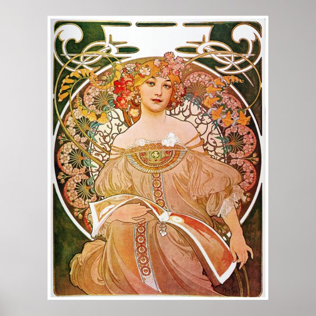 Poster Alphonse Mucha, Reverie/Daydrey, 1896. (Frente)